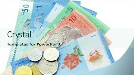  Presentation with banknotes - Amazing presentation theme having money banknotes and coins isolated backdrop and a sky blue colored foreground