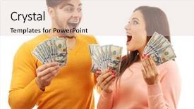  Presentation with banknotes - Presentation theme featuring money banknotes isolated on white background and a lemonade colored foreground