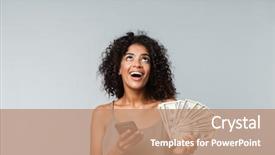  Presentation with mobile money - Audience pleasing slide deck consisting of money banknotes using mobile backdrop and a coral colored foreground