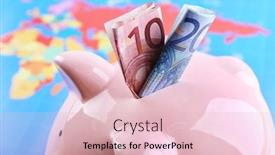  Presentation with pig - Presentation design enhanced with money box pig on world map background background and a lemonade colored foreground