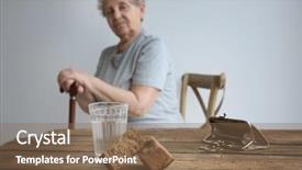  Presentation with poverty - Beautiful slide set featuring money cane - bread glass of water purse backdrop and a violet colored foreground