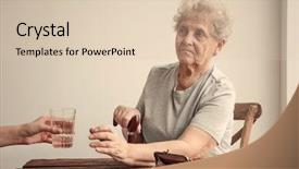  Presentation with poverty - Colorful slide deck enhanced with money cane - female hand giving elderly woman backdrop and a lemonade colored foreground