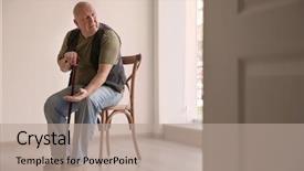  Presentation with poverty - Cool new slide set with money cane - senior man with coins sitting backdrop and a coral colored foreground