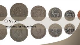  Presentation with cane - Theme featuring money cane - set of mauritian rupee coins background and a coral colored foreground