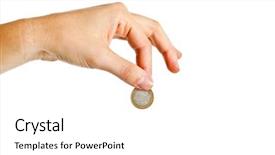  Presentation with trophy award hand holding - Beautiful slides featuring money charity - female hand holding an euro backdrop and a white colored foreground