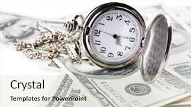  Presentation with time money - Presentation theme having money close-up time background and a soft green colored foreground