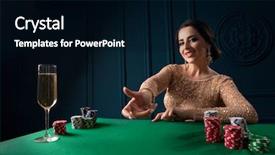  Presentation with casino - PPT theme with money club - beautiful woman playing in casino background and a black colored foreground