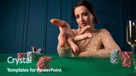  Presentation with young children playing multicultural - Audience pleasing slides consisting of money club - young woman playing in casino backdrop and a ocean colored foreground