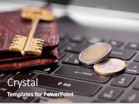 Money Coins On Laptop Computer PPT template 88 | CrystalGraphics