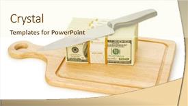  Presentation with cost cutting - PPT theme consisting of money concept - cutting dollars background and a cream colored foreground