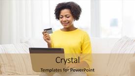  Presentation with money online shopping - Amazing slide deck having money concept - happy african american backdrop and a yellow colored foreground