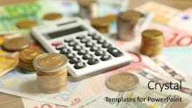  Presentation with calculator - Cool new slides with money concept grey calculator backdrop and a soft green colored foreground