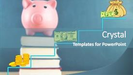  Presentation with piggy bank - Slides with money-concept-piggy-bank background and a teal colored foreground