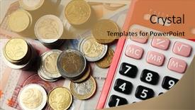  Presentation with calculator - Cool new theme with money concept red calculator backdrop and a yellow colored foreground