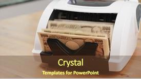  Presentation with machine learning representations of data - Slide set with money counting machine for japanese background and a  colored foreground