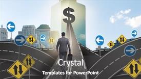 Presentation with profit - Beautiful presentation featuring money decisions - businessman walking towards his profit backdrop and a dark gray colored foreground