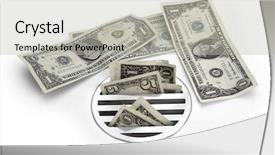  Presentation with drain - PPT theme featuring money down the drain background and a light gray colored foreground
