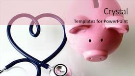  Presentation with bank - Cool new PPT layouts with money drop - iggy bank and stethoscope backdrop and a coral colored foreground