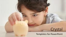  Presentation with boy band - Slide deck having money drop - portrait of cute little boy background and a soft green colored foreground