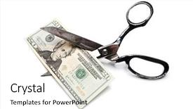  Presentation with price - Amazing PPT theme having money drop - price cut twenty dollar bill backdrop and a white colored foreground