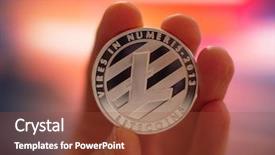  Presentation with litecoin - Theme with money dynamic - hand holding silver litecoin ltc background and a  colored foreground