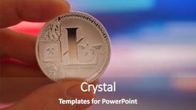  Presentation with litecoin - Cool new theme with money dynamic - hand holding silver litecoin ltc backdrop and a  colored foreground