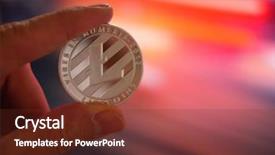  Presentation with litecoin - Amazing PPT theme having money dynamic - hand holding silver litecoin ltc backdrop and a  colored foreground