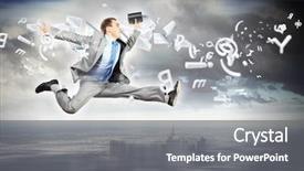  Presentation with dynamic - Slides enhanced with money dynamic - image of a businessman jumping background and a  colored foreground