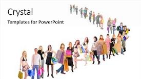  Presentation with queue - Amazing presentation design having money dynamic - shopping spree women queue backdrop and a  colored foreground