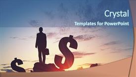  Presentation with emoney money traffic concept closeup - Slides enhanced with money earning concept background and a ocean colored foreground