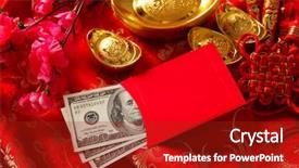  Presentation with chinese new year - Amazing PPT layouts having money envelope - chinese new year festival decorations backdrop and a crimson colored foreground