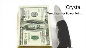  Presentation with knife attack - Theme having money evidence - dollars and knife isolated background and a  colored foreground
