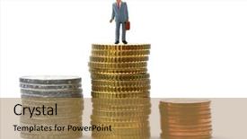  Presentation with businessman standing on maze - Cool new slide set with money expenses - successful businessman figurine standing backdrop and a gold colored foreground