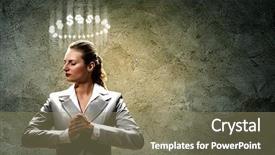  Presentation with cycling and head injury - PPT theme enhanced with money faith - image of businesswoman with halo background and a coral colored foreground