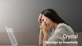  Presentation with laptop and wall - Presentation enhanced with money fall down - depressed woman with laptop background and a gray colored foreground