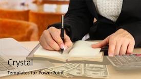  Presentation with accounting - PPT theme having money figure - accounting background and a coral colored foreground