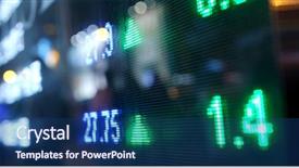 Presentation with stock market - PPT theme having money figure - display of stock market quotes background and a ocean colored foreground
