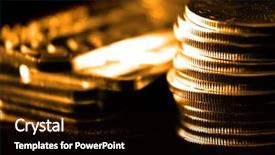  Presentation with pile - Theme enhanced with money figure - pile of old coins background and a black colored foreground