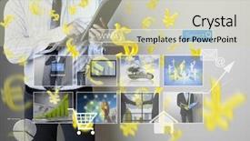  Presentation with touch screen - Beautiful PPT layouts featuring money figure - touch screen financial symbols coming backdrop and a soft green colored foreground