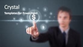  Presentation with modern - Cool new presentation theme with money finance - businessman pressing business type backdrop and a gray colored foreground