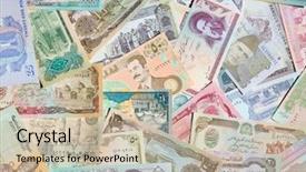  Presentation with middle east map countries - Presentation theme with money finance - variety of middle east banknotes background and a mint green colored foreground