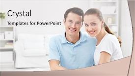  Presentation with home - Slides with money finance budgets - attractive young couple at home background and a light gray colored foreground