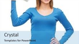  Presentation with cash - Amazing slide set having money finances and people concept - smiling girl with dollar cash money backdrop and a light blue colored foreground