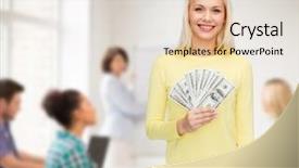  Presentation with money - Presentation theme with money finances and people concept background and a lemonade colored foreground