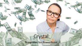  Presentation with blue financial - Cool new PPT theme with money financial crisis and bank backdrop and a mint green colored foreground