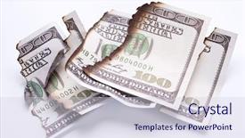  Presentation with bills - Beautiful presentation featuring losing money - burned dollar bills on white backdrop and a sky blue colored foreground