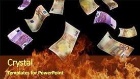  Presentation with euro - Slide deck consisting of burning money - euro crise background and a tawny brown colored foreground