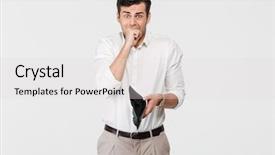  Presentation with isolated paw prints over white - Beautiful presentation theme featuring lost money - portrait of a scared worried backdrop and a light gray colored foreground