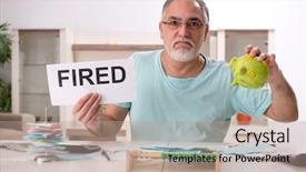  Presentation with old man - PPT theme with fire money - white bearded old man background and a coral colored foreground