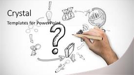  Presentation with hand holding pencil - Beautiful slide deck featuring money flying - hand holding a pencil backdrop and a white colored foreground